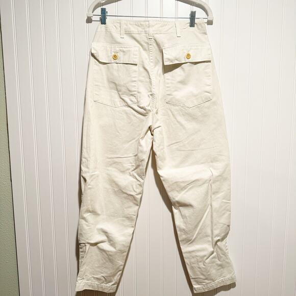 Imogene Willie Palmore Military Pants Cream Button Fly Size Medium - Picture 6 of 9